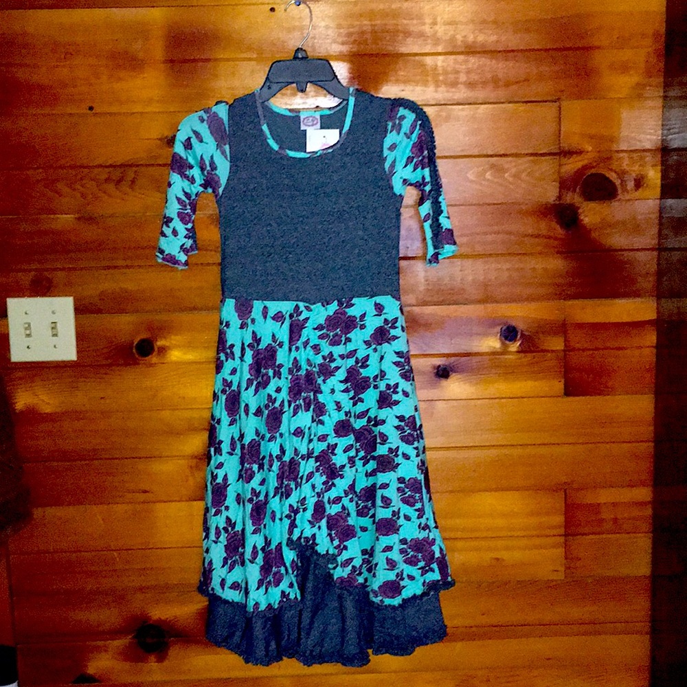 Girls Boutique Dress, Teal/Grey, Size 12, NWT